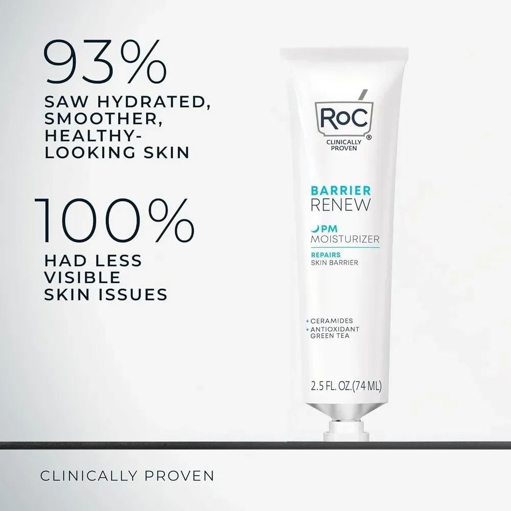 RoC Skin Barrier Renew Night Moisturizer with Ceramides & Peptides White 2.5 oz